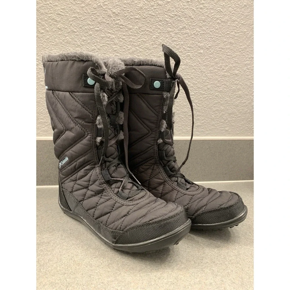 Columbia Minx Mid III Waterpoof Omni-Heat Winter Boots Black Girls Youth Size 4‎